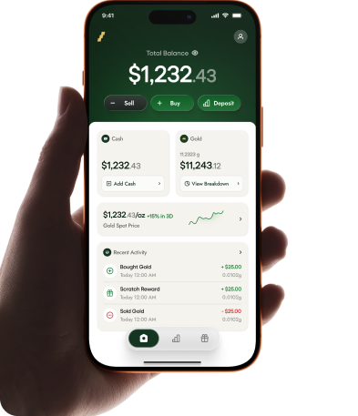 Stacks mobile app showing gold and cash balances